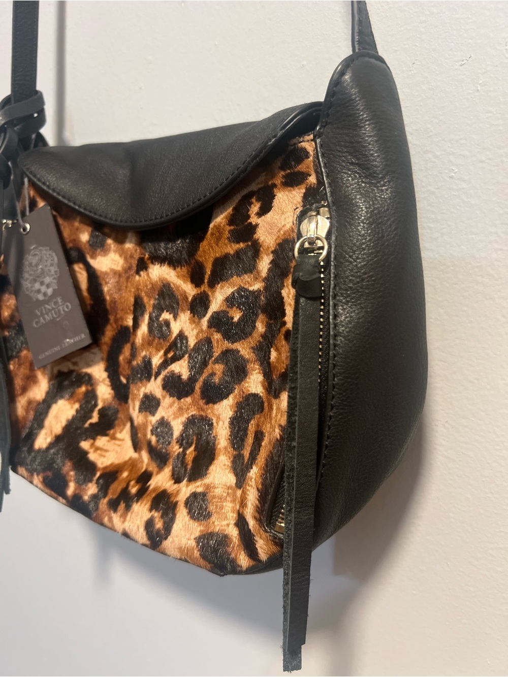 Vince Camuto Leopard Print Crossbody with Black Trim - Picture 12 of 16